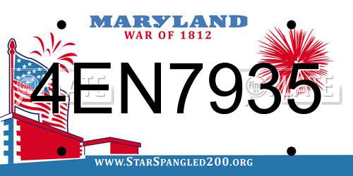 4EN7935 Maryland License Plate