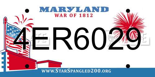 4ER6029 Maryland License Plate