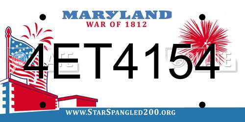 4ET4154 Maryland License Plate