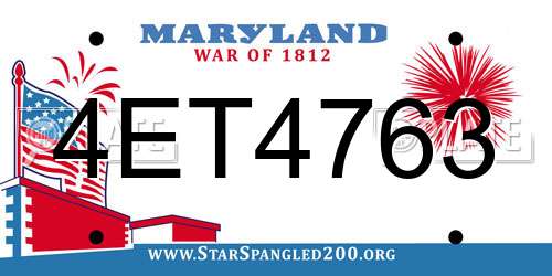 4ET4763 Maryland License Plate