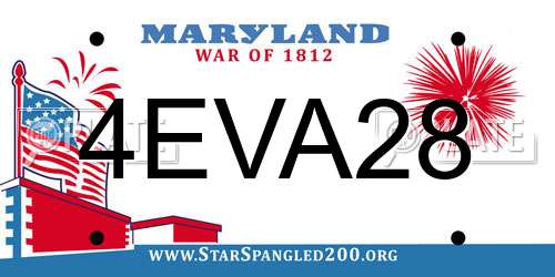 4EVA28 Maryland License Plate