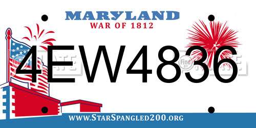 4EW4836 Maryland License Plate