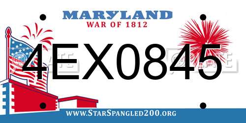 4EX0845 Maryland License Plate