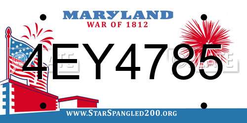 4EY4785 Maryland License Plate