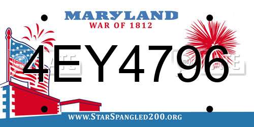 4EY4796 Maryland License Plate