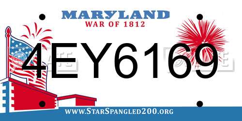 4EY6169 Maryland License Plate