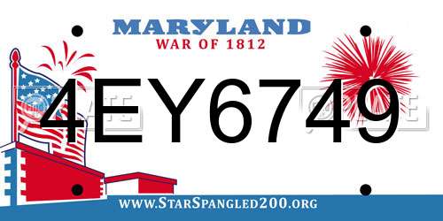 4EY6749 Maryland License Plate