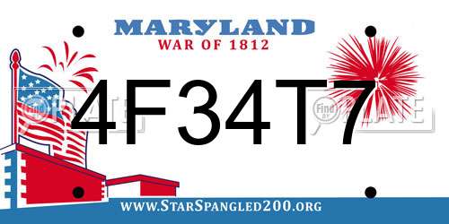 4F34T7 Maryland License Plate