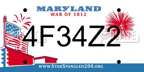 4F34Z2 Maryland License Plate