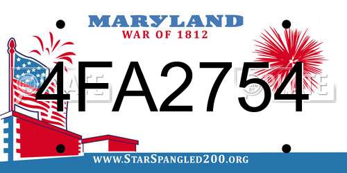4FA2754 Maryland License Plate