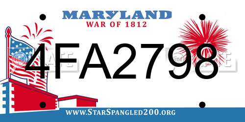 4FA2798 Maryland License Plate