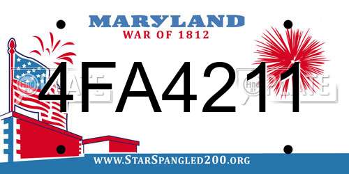 4FA4211 Maryland License Plate
