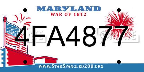 4FA4877 Maryland License Plate