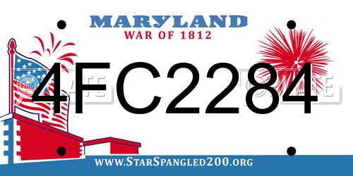 4FC2284 Maryland License Plate