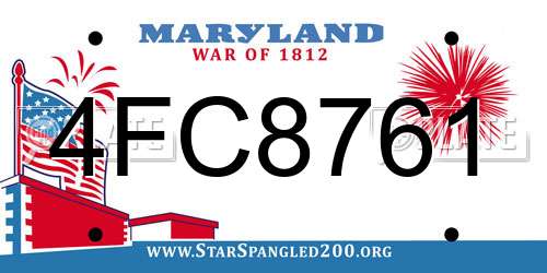 4FC8761 Maryland License Plate