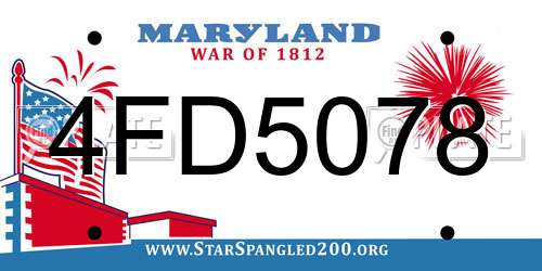 4FD5078 Maryland License Plate