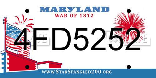 4FD5252 Maryland License Plate