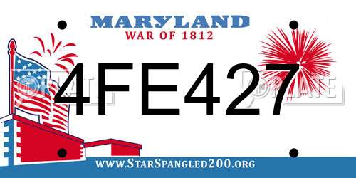 4FE427 Maryland License Plate