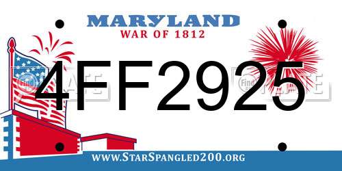4FF2925 Maryland License Plate