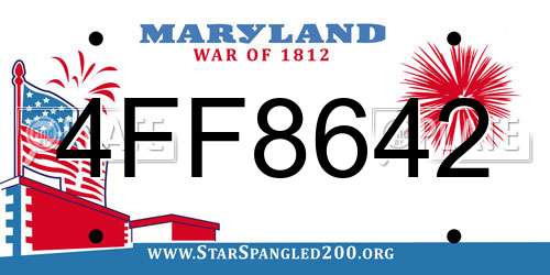 4FF8642 Maryland License Plate