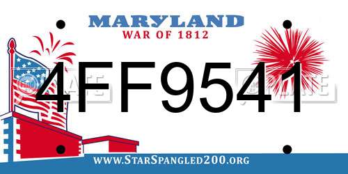 4FF9541 Maryland License Plate