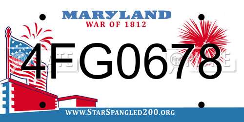 4FG0678 Maryland License Plate