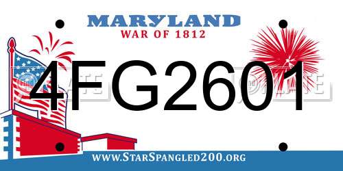 4FG2601 Maryland License Plate
