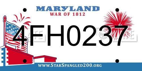 4FH0237 Maryland License Plate