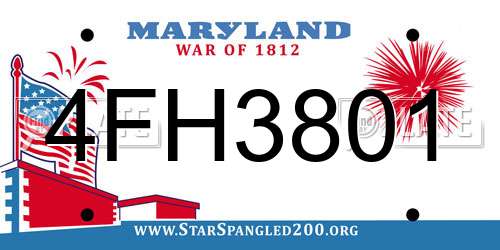 4FH3801 Maryland License Plate