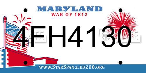 4FH4130 Maryland License Plate