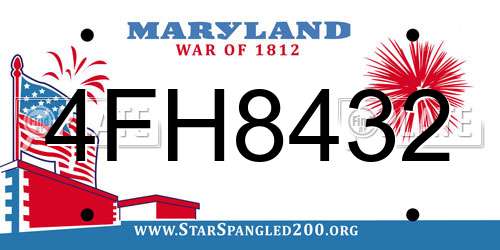 4FH8432 Maryland License Plate