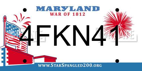 4FKN41 Maryland License Plate