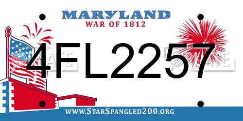 4FL2257 Maryland License Plate