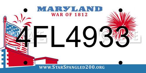 4FL4933 Maryland License Plate