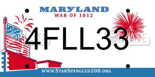 4FLL33 Maryland License Plate