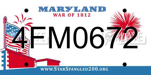 4FM0672 Maryland License Plate