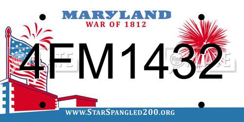 4FM1432 Maryland License Plate