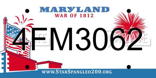 4FM3062 Maryland License Plate