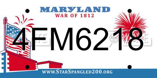 4FM6218 Maryland License Plate