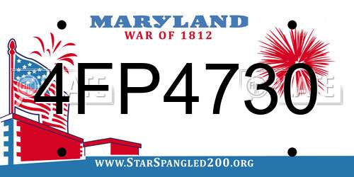 4FP4730 Maryland License Plate