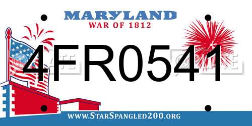 4FR0541 Maryland License Plate