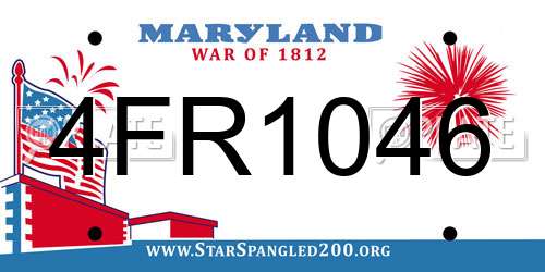 4FR1046 Maryland License Plate