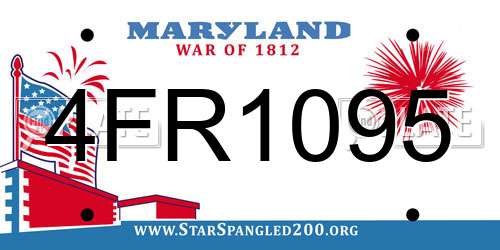 4FR1095 Maryland License Plate
