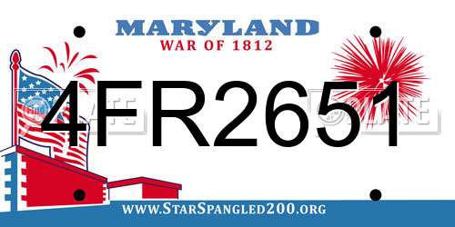 4FR2651 Maryland License Plate