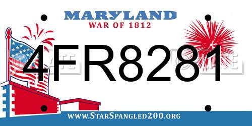 4FR8281 Maryland License Plate