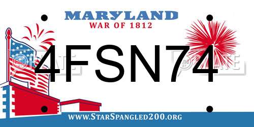 4FSN74 Maryland License Plate
