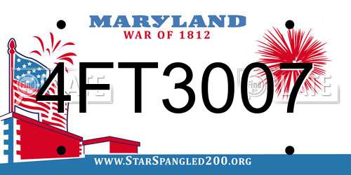 4FT3007 Maryland License Plate