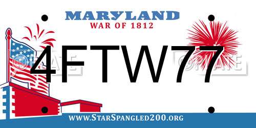 4FTW77 Maryland License Plate