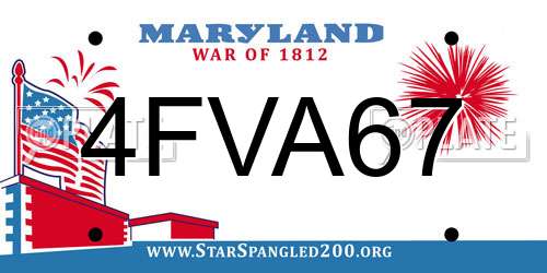 4FVA67 Maryland License Plate