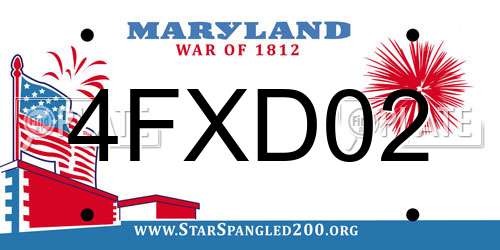 4FXD02 Maryland License Plate
